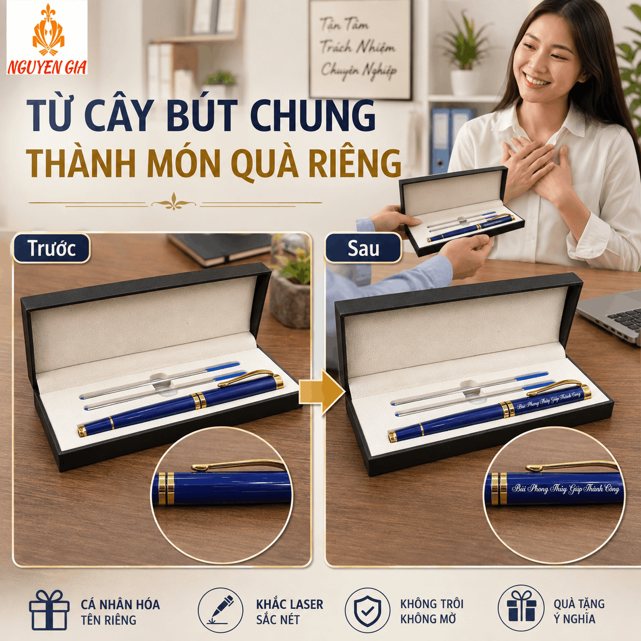 Bút Ký Hợp Kim Màu Xanh – Có Thể Khắc Tên, Logo