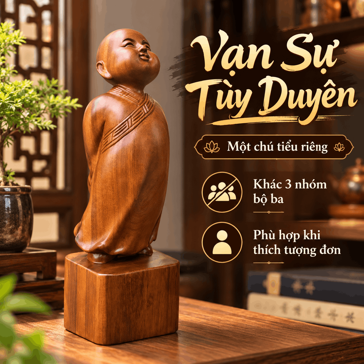 Tượng Ch&uacute; Tiểu Bằng Gỗ &ndash; Chọn Theo H&igrave;nh Tượng