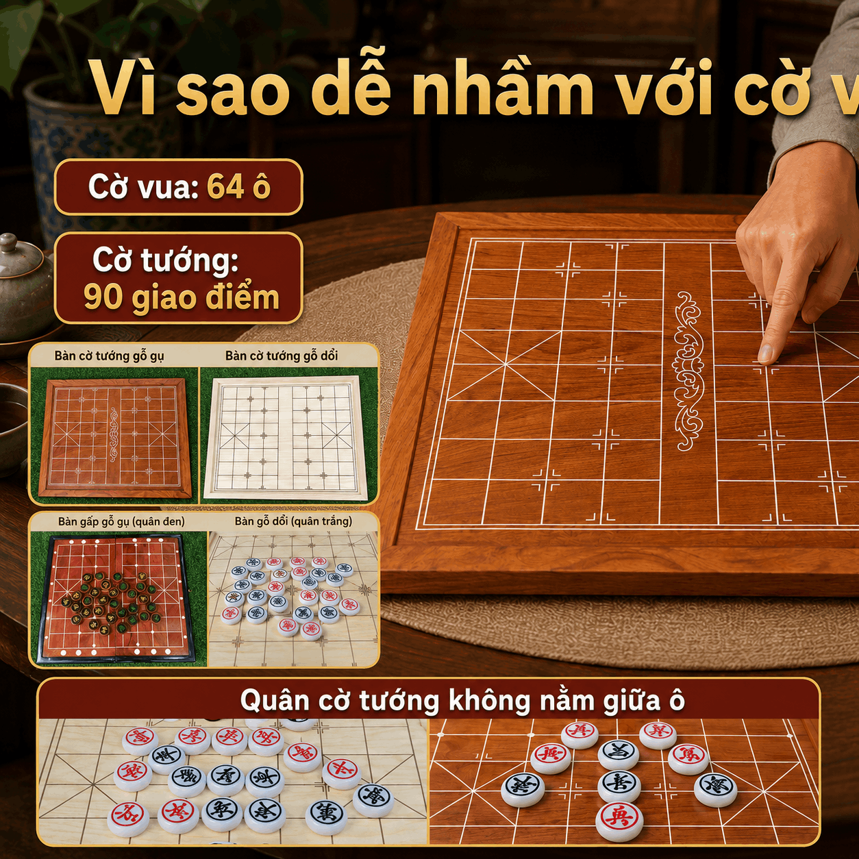 B&agrave;n Cờ Tướng C&oacute; Bao Nhi&ecirc;u &Ocirc;? Cấu Tạo 90 Giao Điểm