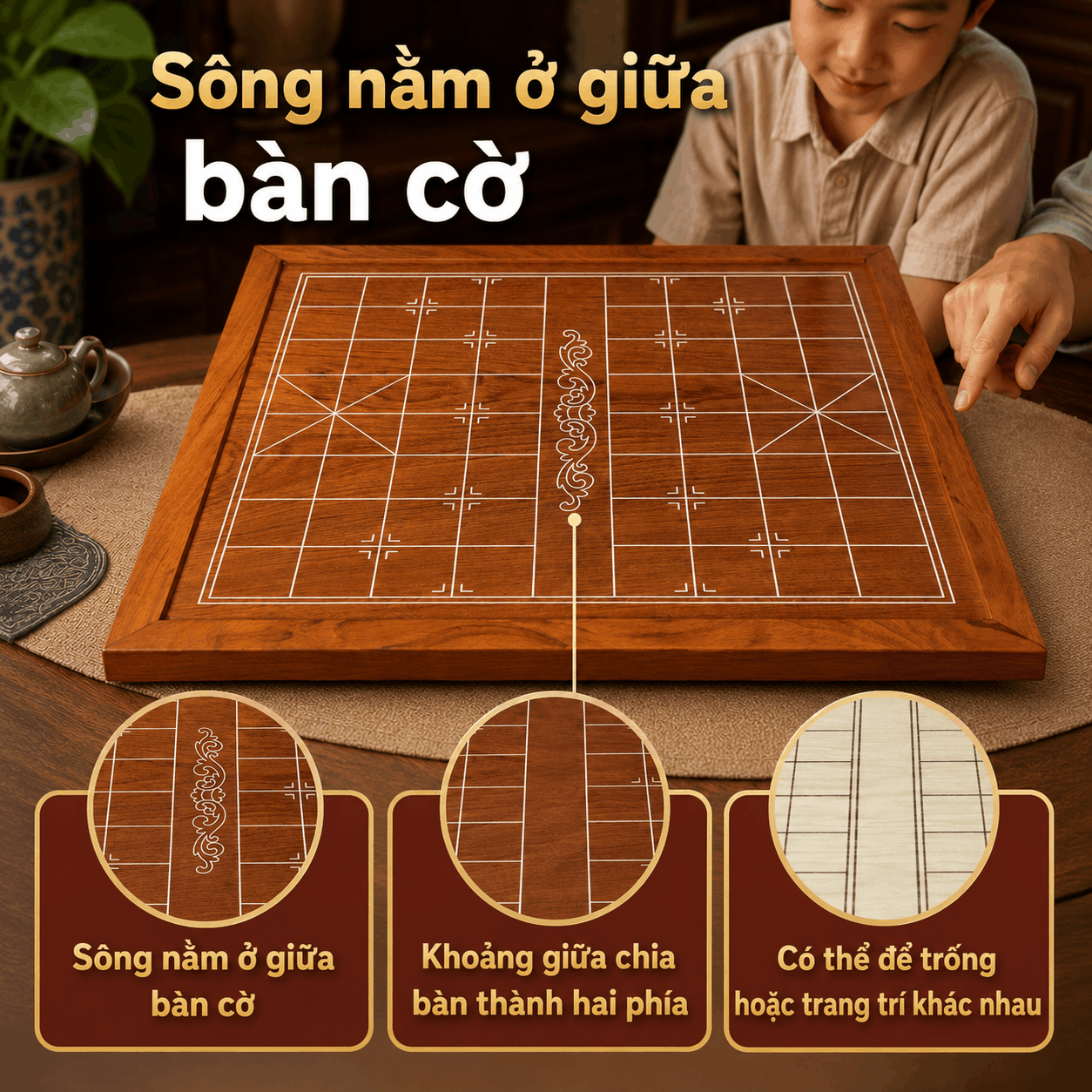 B&agrave;n Cờ Tướng C&oacute; Bao Nhi&ecirc;u &Ocirc;? Cấu Tạo 90 Giao Điểm