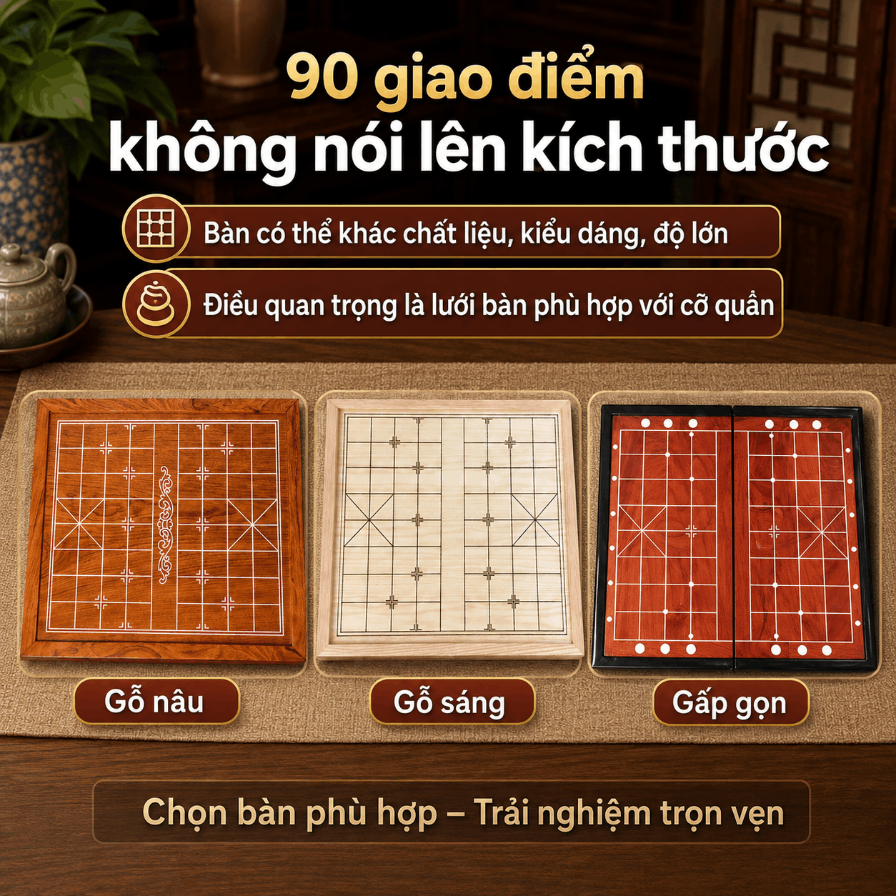B&agrave;n Cờ Tướng C&oacute; Bao Nhi&ecirc;u &Ocirc;? Cấu Tạo 90 Giao Điểm
