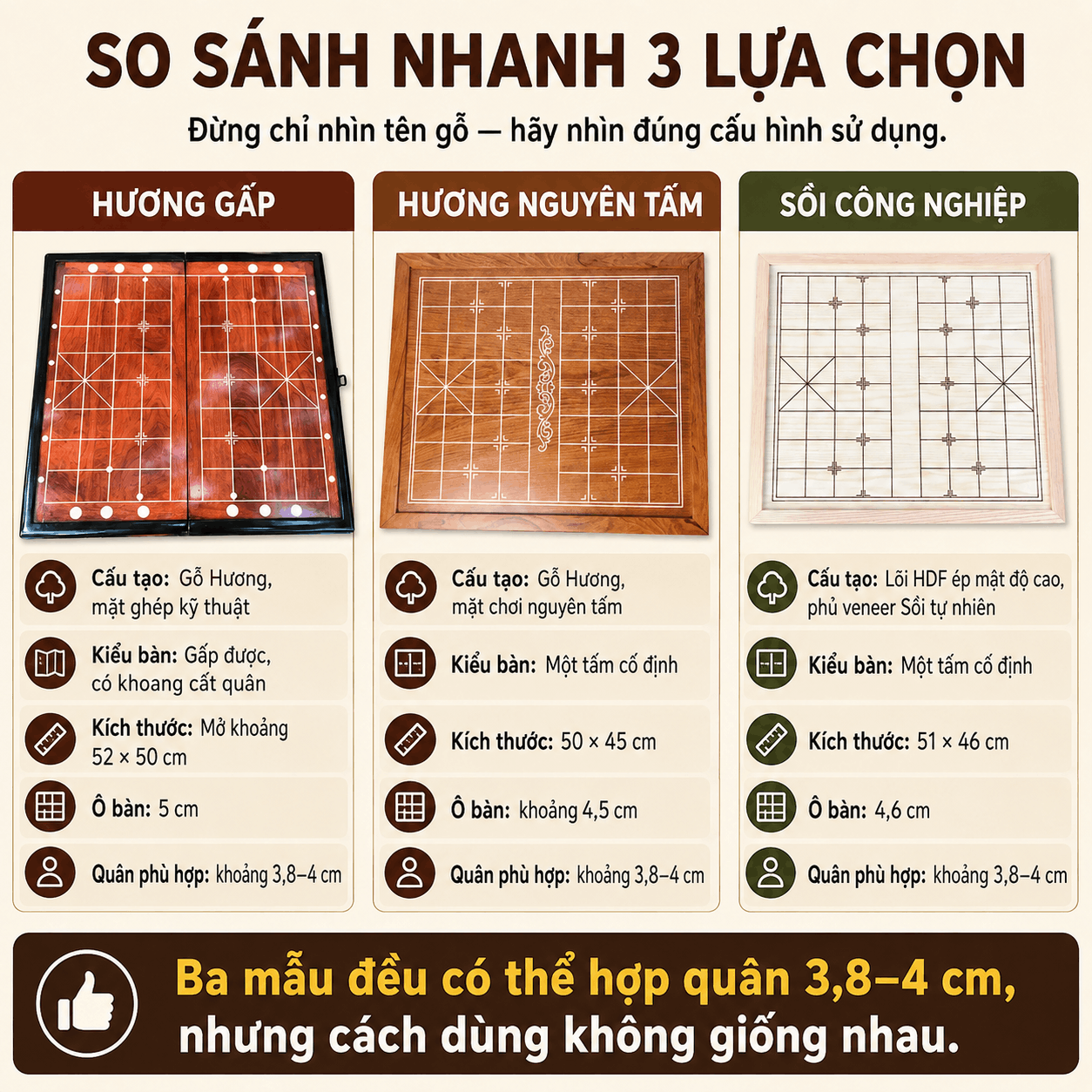 B&agrave;n cờ tướng gỗ Hương v&agrave; gỗ Sồi n&ecirc;n chọn loại n&agrave;o?