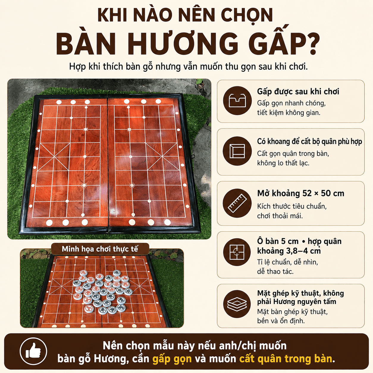 B&agrave;n cờ tướng gỗ Hương v&agrave; gỗ Sồi n&ecirc;n chọn loại n&agrave;o?