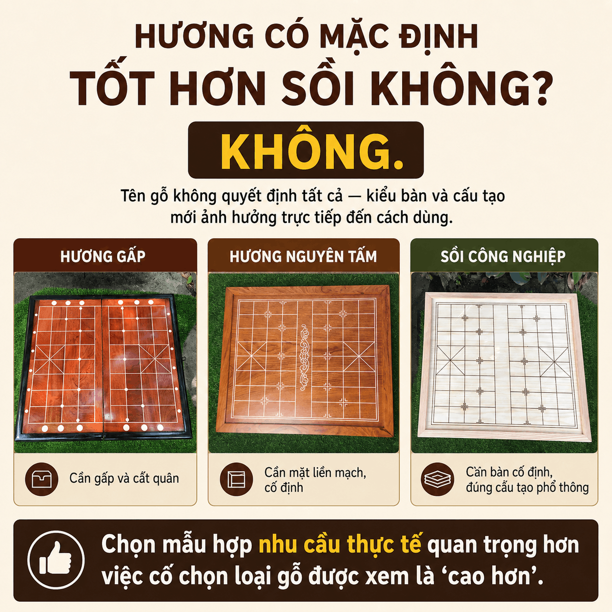 B&agrave;n cờ tướng gỗ Hương v&agrave; gỗ Sồi n&ecirc;n chọn loại n&agrave;o?
