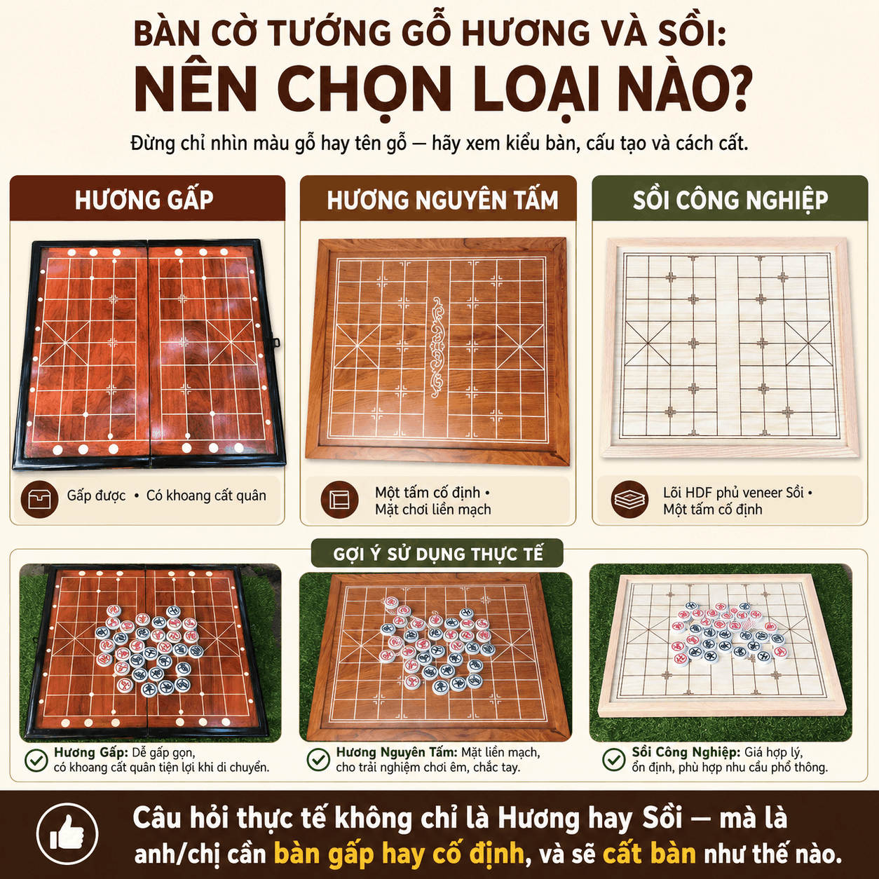B&agrave;n cờ tướng gỗ Hương v&agrave; gỗ Sồi n&ecirc;n chọn loại n&agrave;o?