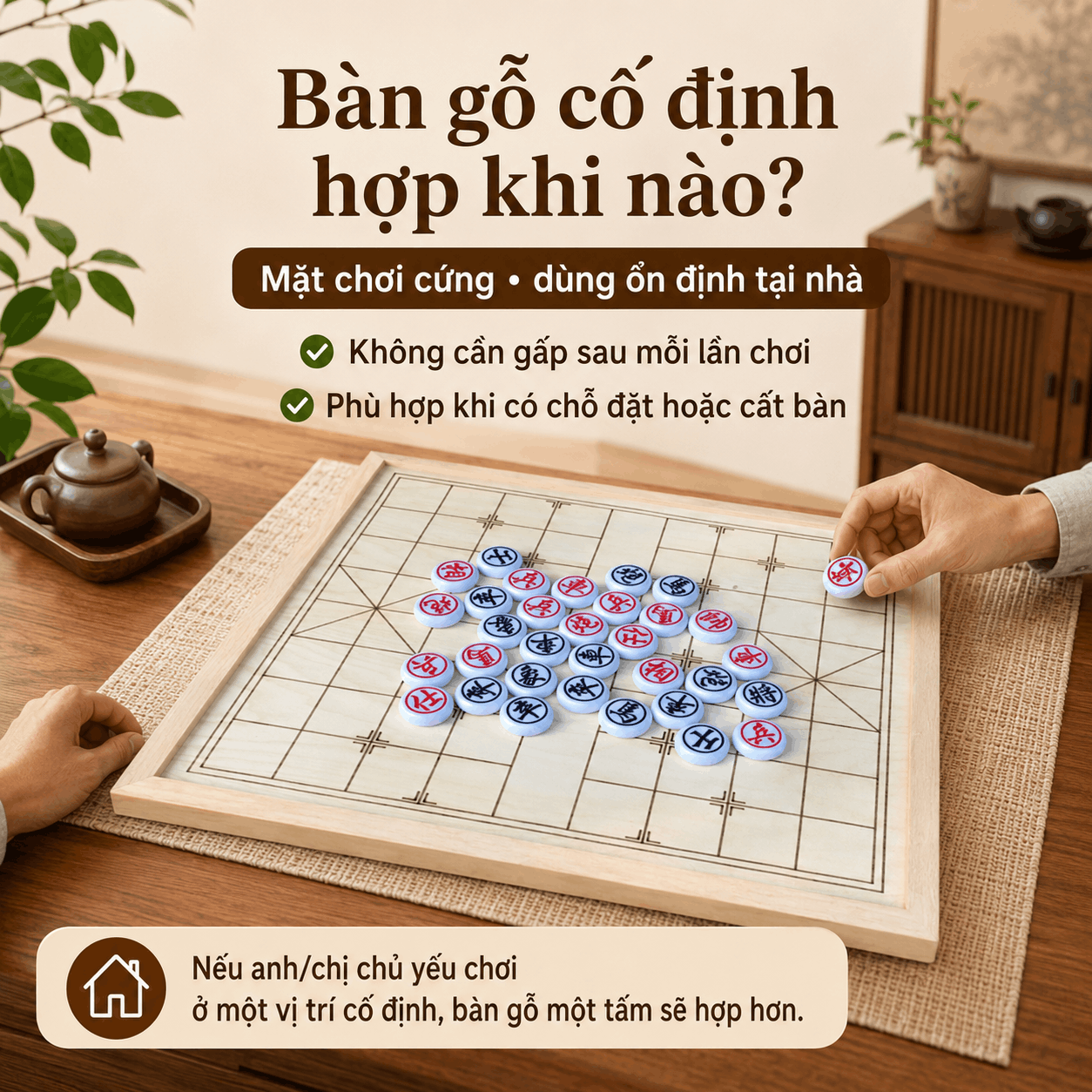 Bàn cờ tướng gỗ và bàn vải khác nhau thế nào?