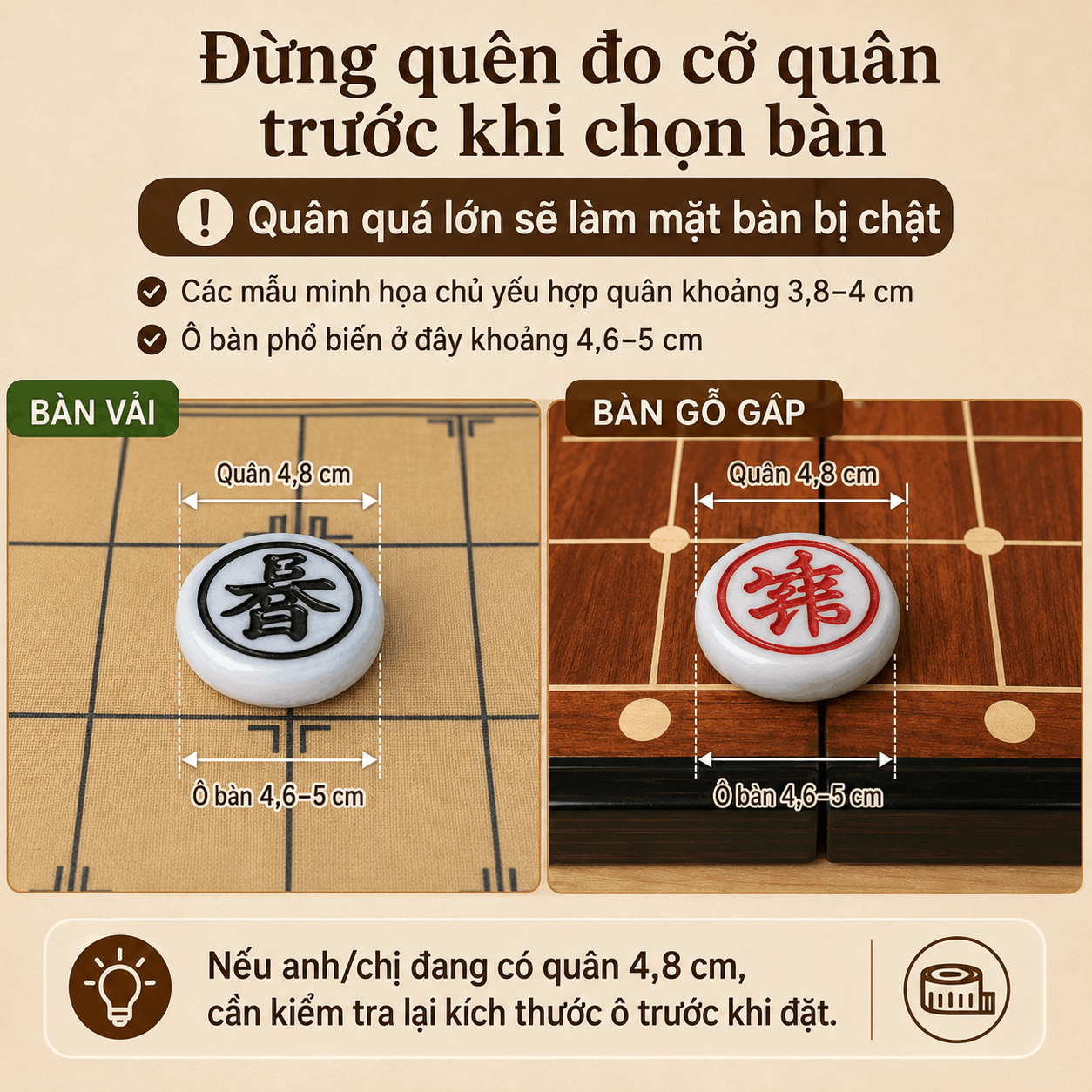 Bàn cờ tướng gỗ và bàn vải khác nhau thế nào?