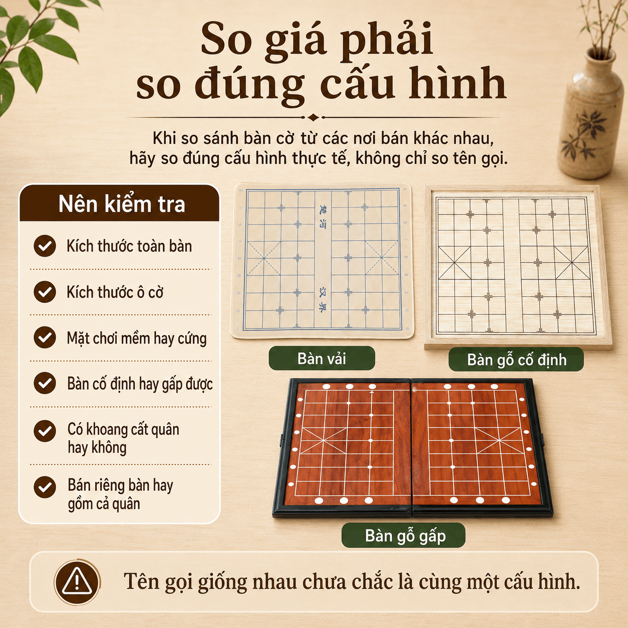 Bàn cờ tướng gỗ và bàn vải khác nhau thế nào?