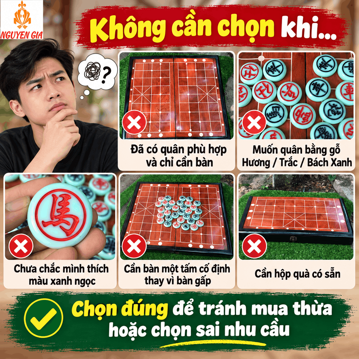 Bộ Cờ Tướng Bàn Hương Gấp – Quân Melamine Xanh Ngọc 3,8 cm