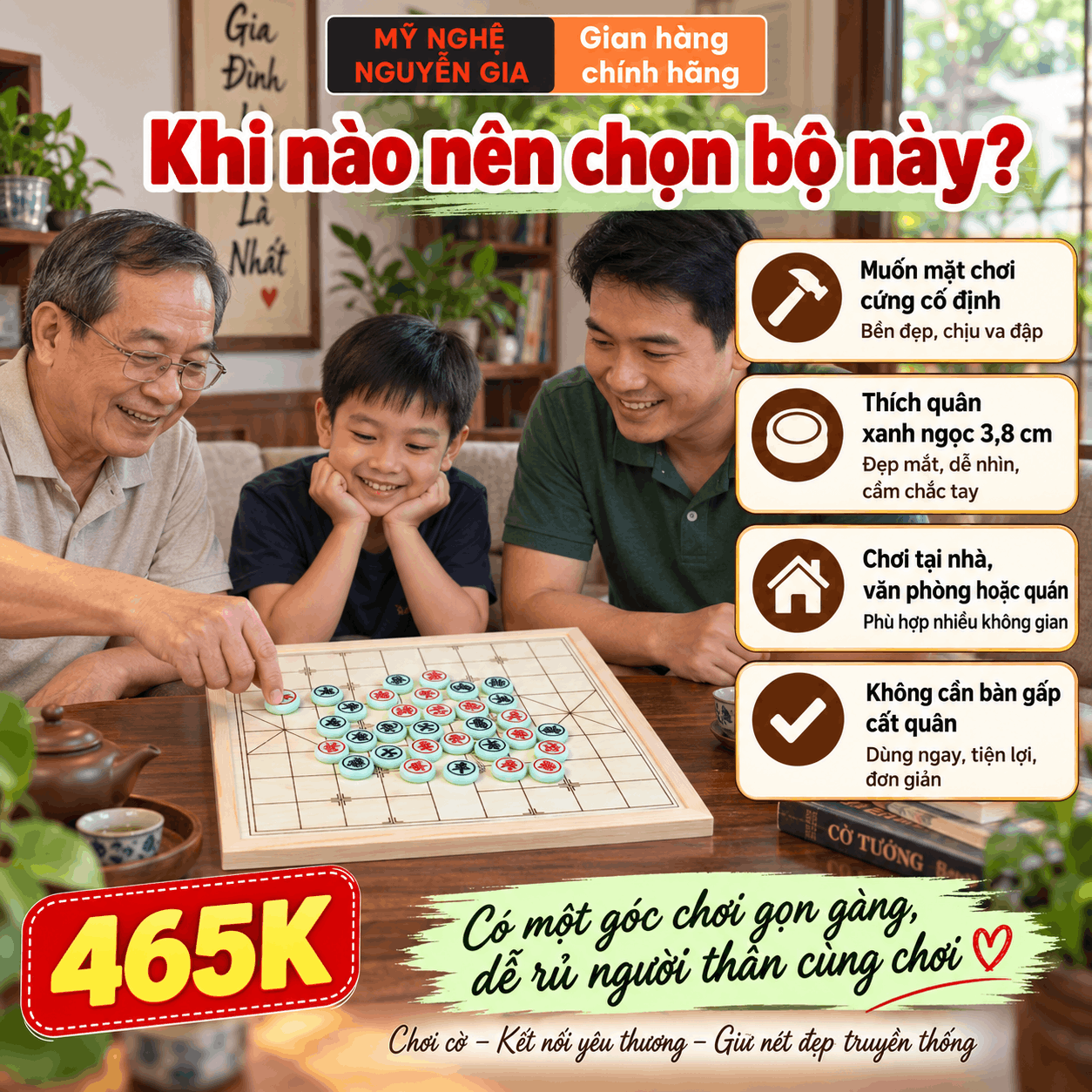 Bộ Cờ Tướng Bàn Sồi Công Nghiệp, Quân Melamine Xanh Ngọc 3,8 cm