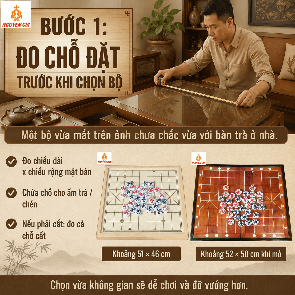 Bộ cờ tướng để ph&ograve;ng kh&aacute;ch, g&oacute;c tr&agrave; n&ecirc;n chọn thế n&agrave;o?