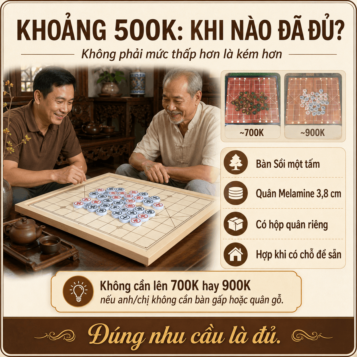 Bộ cờ tướng khoảng 500k, 700k, 900k n&ecirc;n chọn loại n&agrave;o?