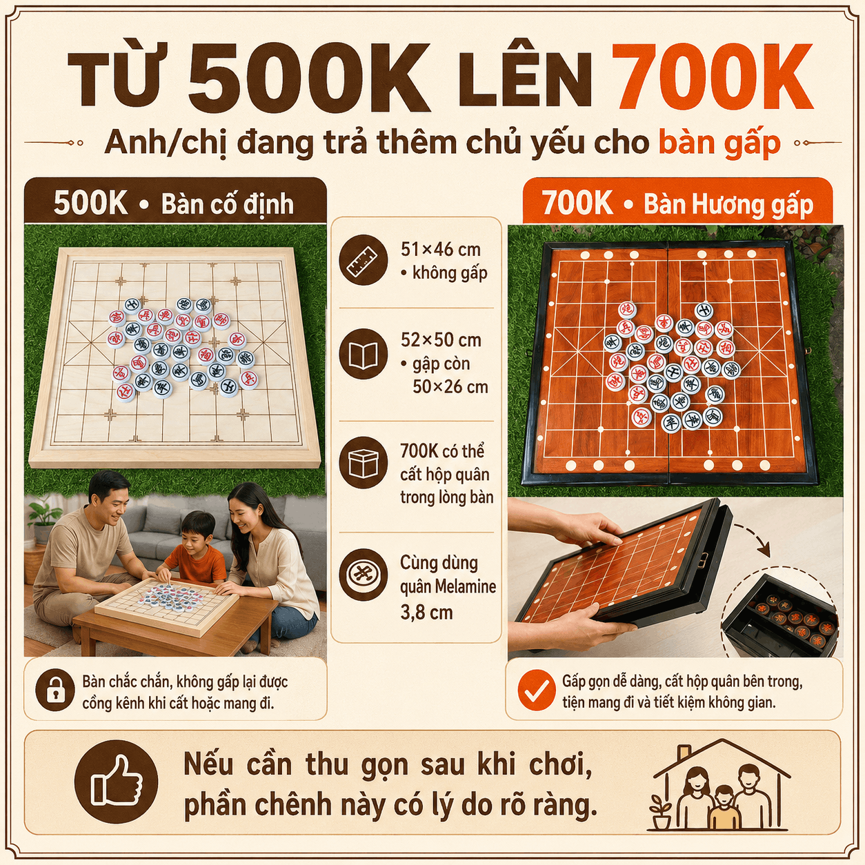 Bộ cờ tướng khoảng 500k, 700k, 900k n&ecirc;n chọn loại n&agrave;o?