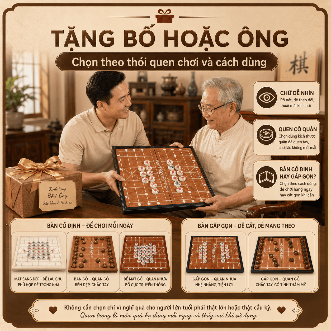 Bộ cờ tướng l&agrave;m qu&agrave; tặng n&ecirc;n chọn như thế n&agrave;o?