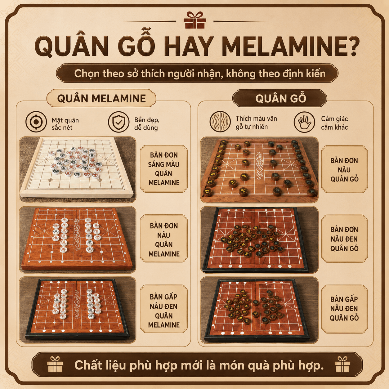 Bộ cờ tướng l&agrave;m qu&agrave; tặng n&ecirc;n chọn như thế n&agrave;o?