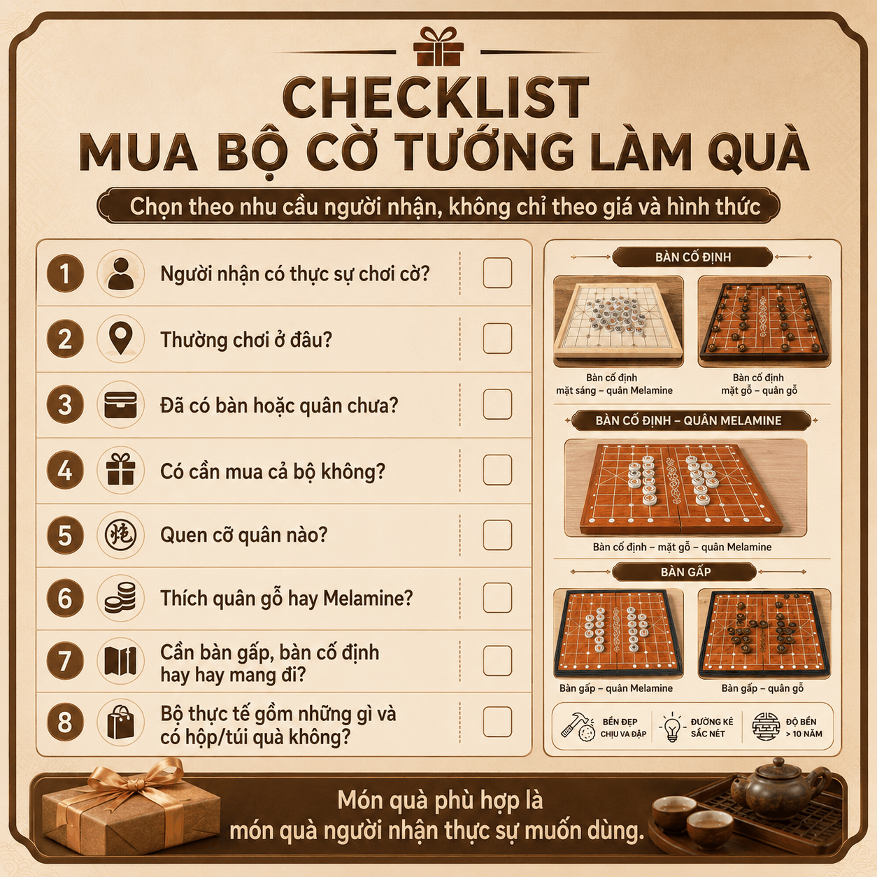 Bộ cờ tướng l&agrave;m qu&agrave; tặng n&ecirc;n chọn như thế n&agrave;o?
