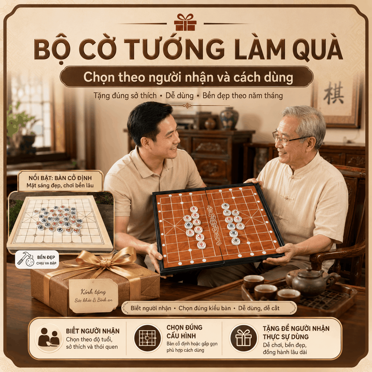Bộ cờ tướng l&agrave;m qu&agrave; tặng n&ecirc;n chọn như thế n&agrave;o?