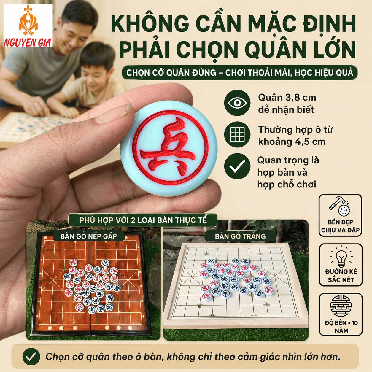 Mua bộ cờ tướng để chơi cùng con nên chọn loại nào?