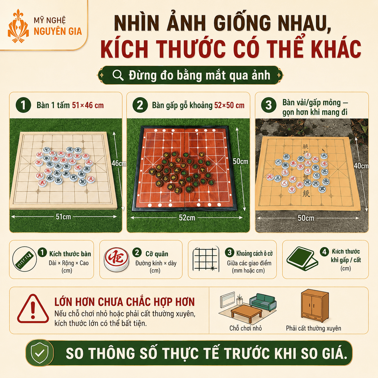 Vì sao có bộ cờ tướng vài chục nghìn và có bộ vài trăm nghìn?
