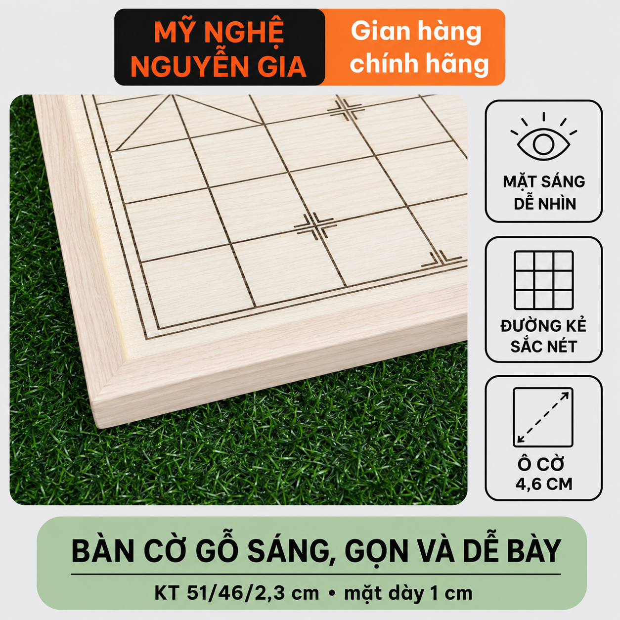 Bộ Cờ Tướng Đẹp Bàn Gỗ Sồi Quân Melamine Xanh Ngọc