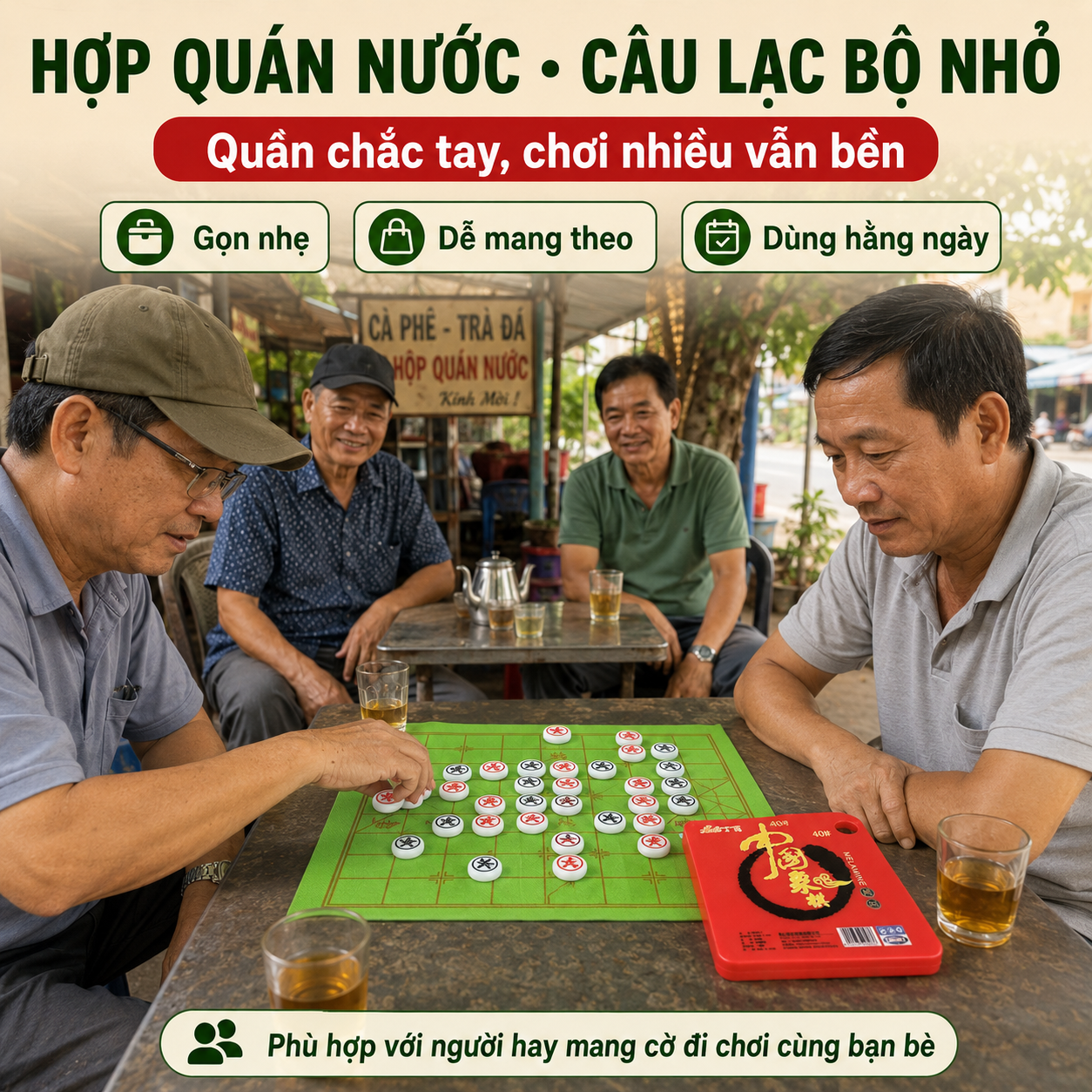 Bộ Cờ Tướng Nhựa Đặc Melamine Giả Ngọc Bền Đẹp, Chắc Tay