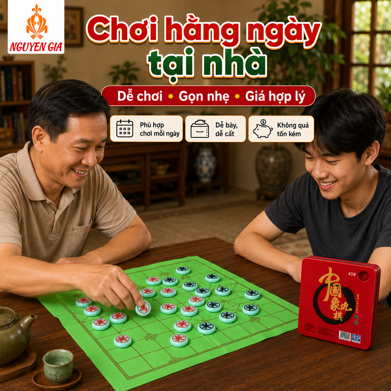 Bộ Cờ Tướng Nhựa Đặc Melamine Xanh Ngọc Giá Hợp Lý