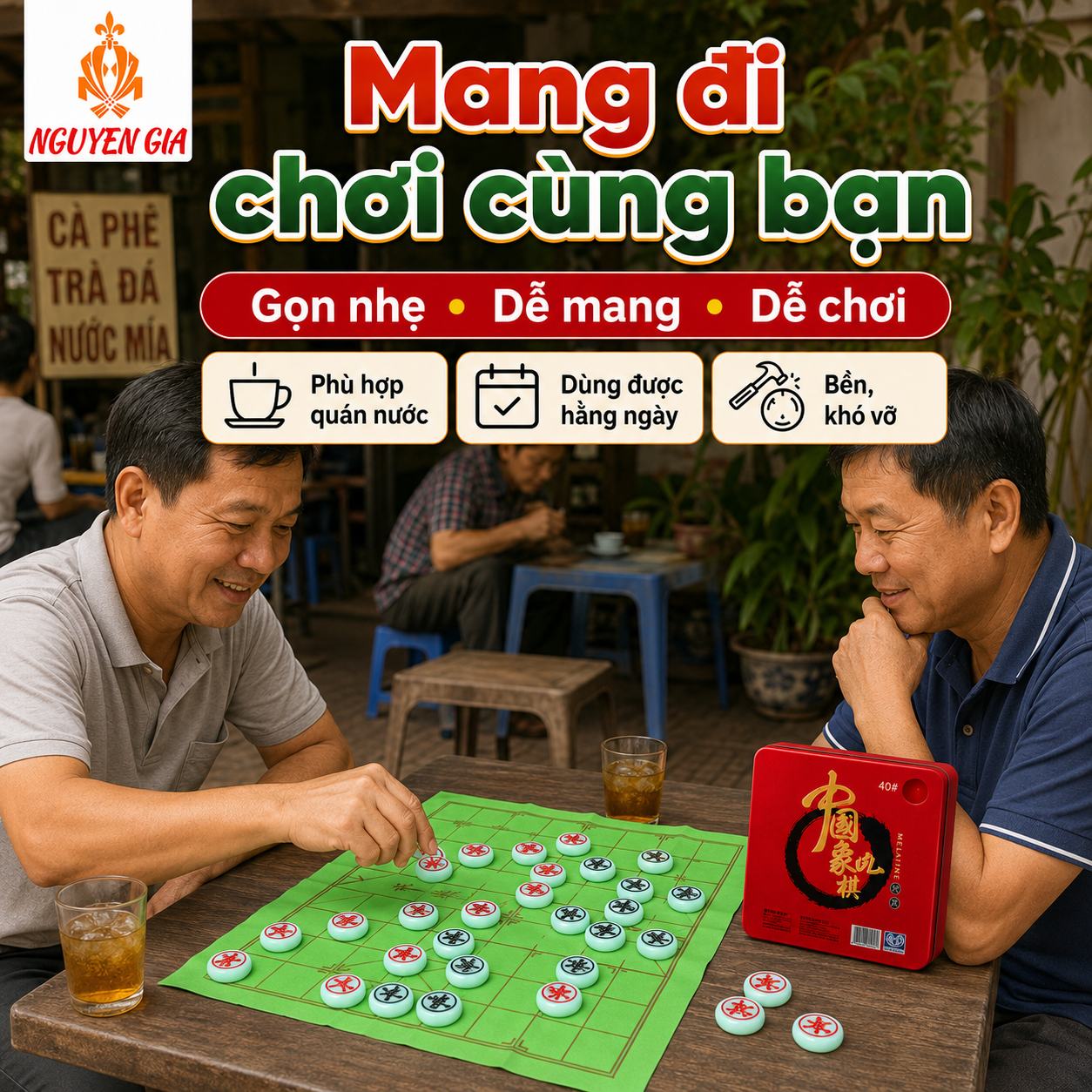Bộ Cờ Tướng Nhựa Đặc Melamine Xanh Ngọc Giá Hợp Lý