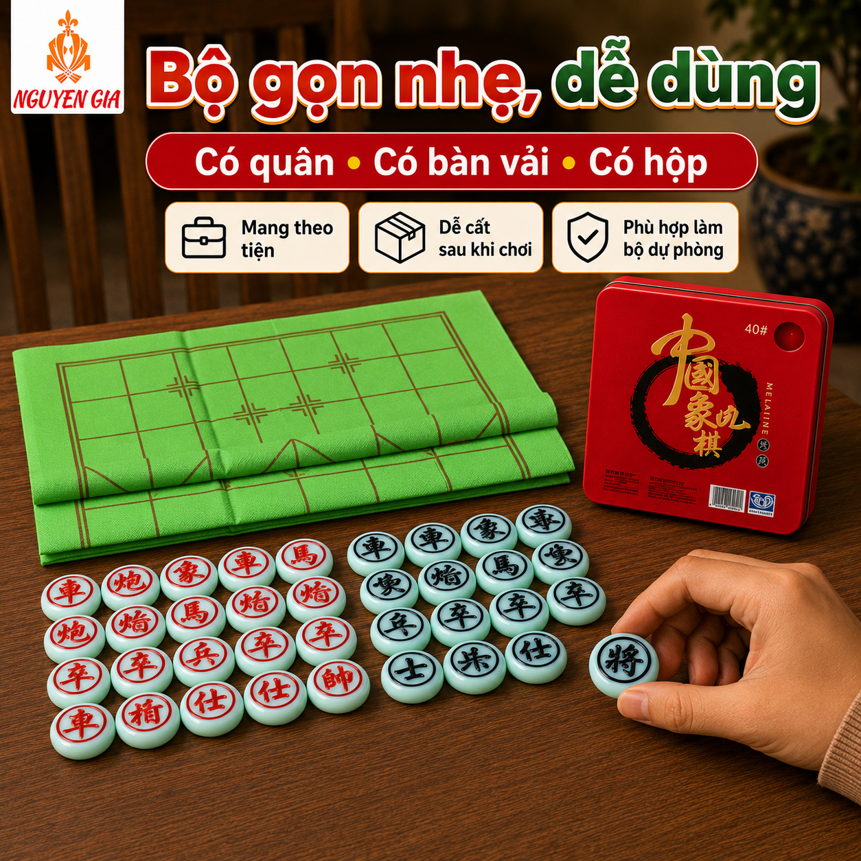 Bộ Cờ Tướng Nhựa Đặc Melamine Xanh Ngọc Giá Hợp Lý