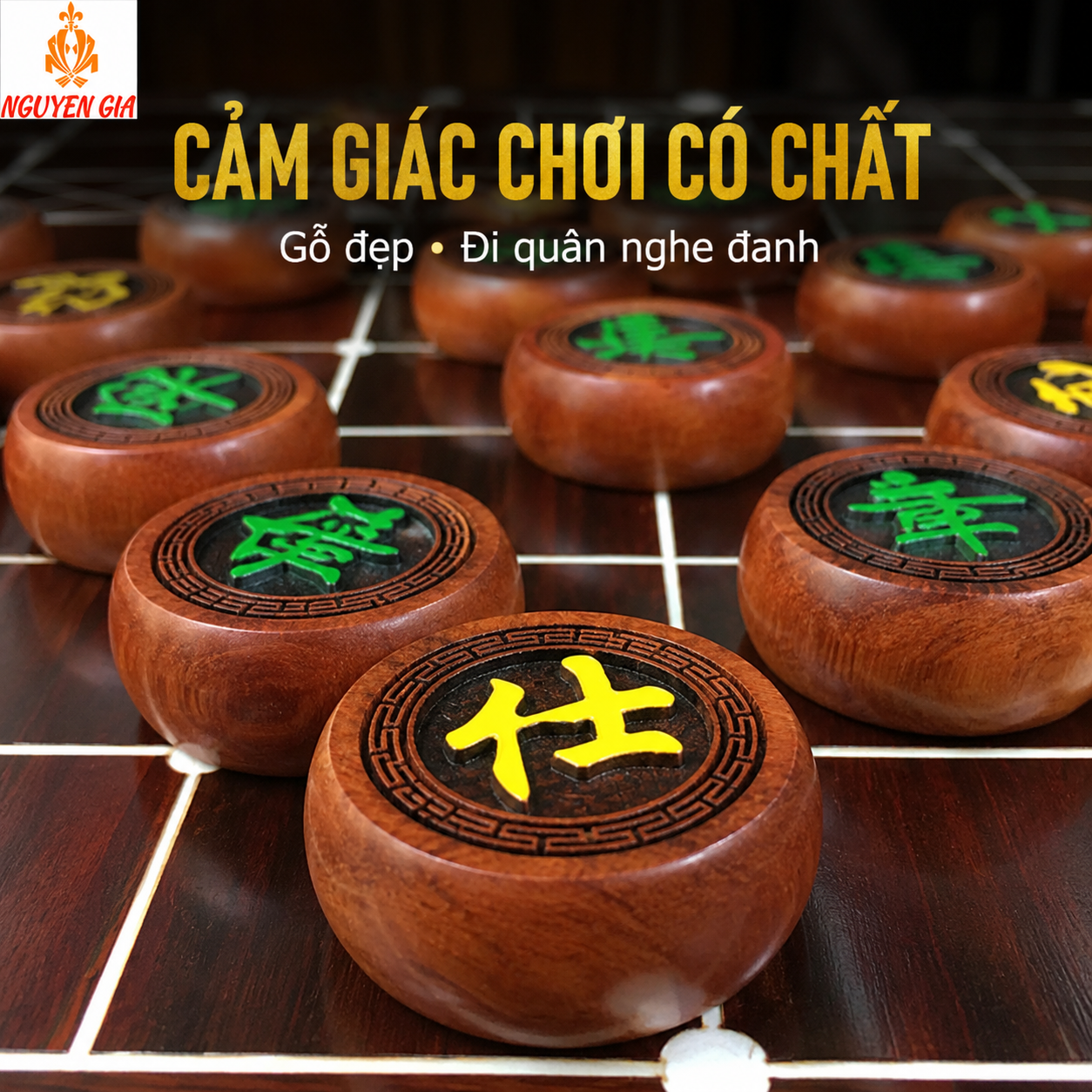 Quân Cờ Tướng 2 Mặt Gỗ Hương Khắc Nổi Đường Kính 4cm