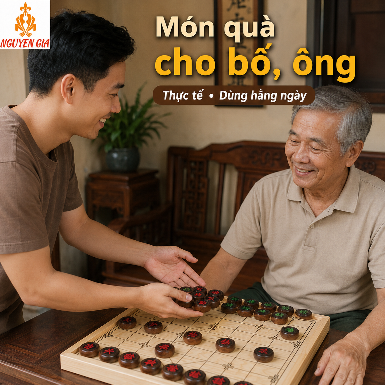 Quân Cờ Tướng Gỗ Bách Xanh 4cm Có Mùi Thơm Nhẹ