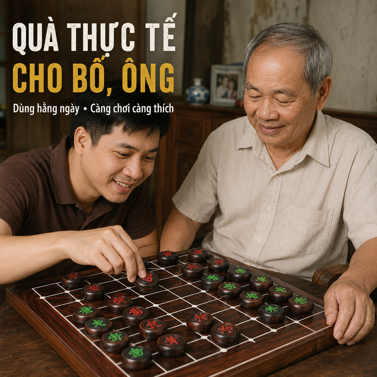 Quân Cờ Tướng Gỗ Trắc 4cm Tiện Gù Tang Trống, Cầm Đầm Tay