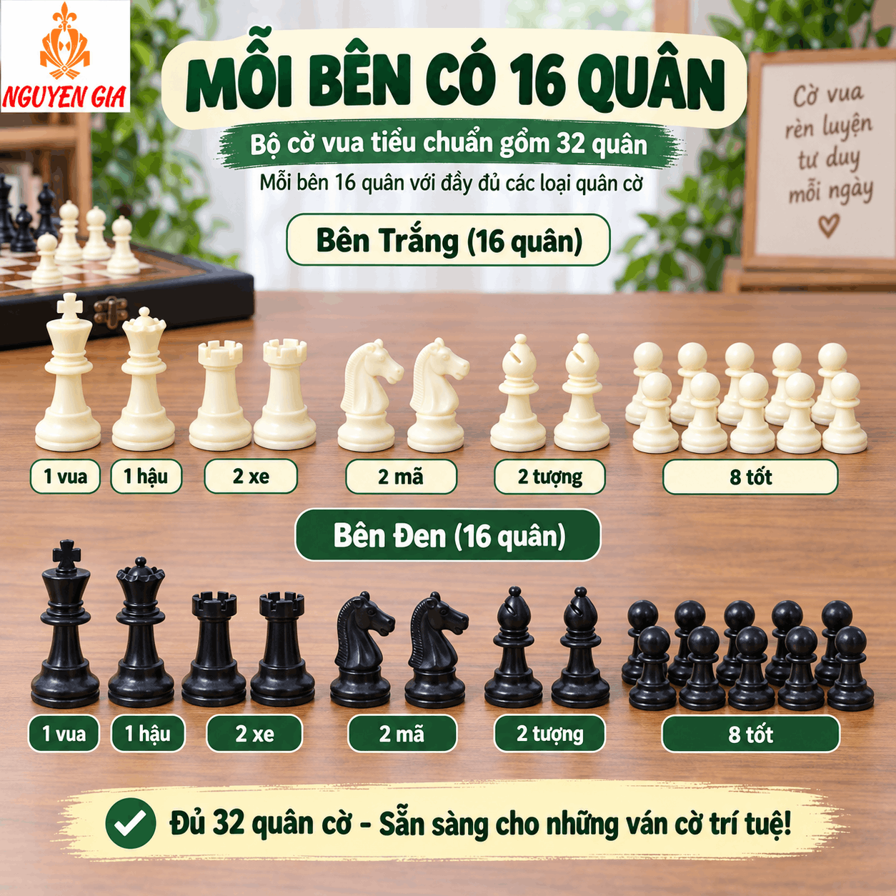 B&agrave;n Cờ Vua C&oacute; Bao Nhi&ecirc;u &Ocirc;, Bao Nhi&ecirc;u Qu&acirc;n V&agrave; Xếp Thế N&agrave;o?