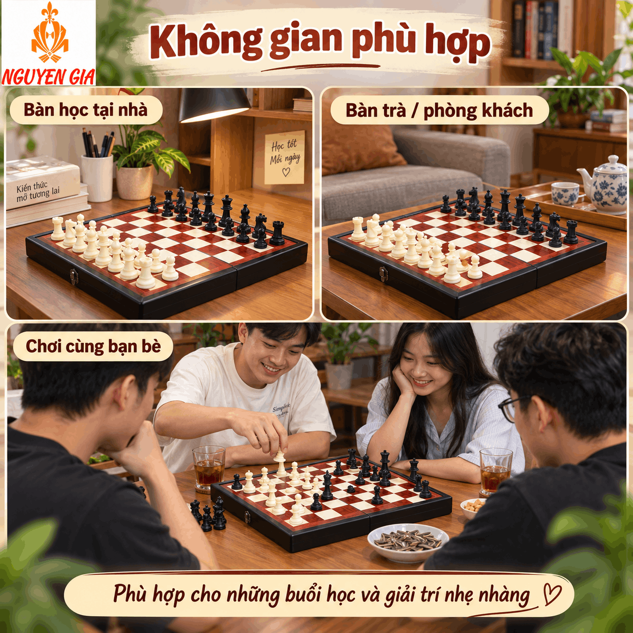 Bộ Cờ Vua Bàn Gỗ Hương – Quân PP 7,5cm