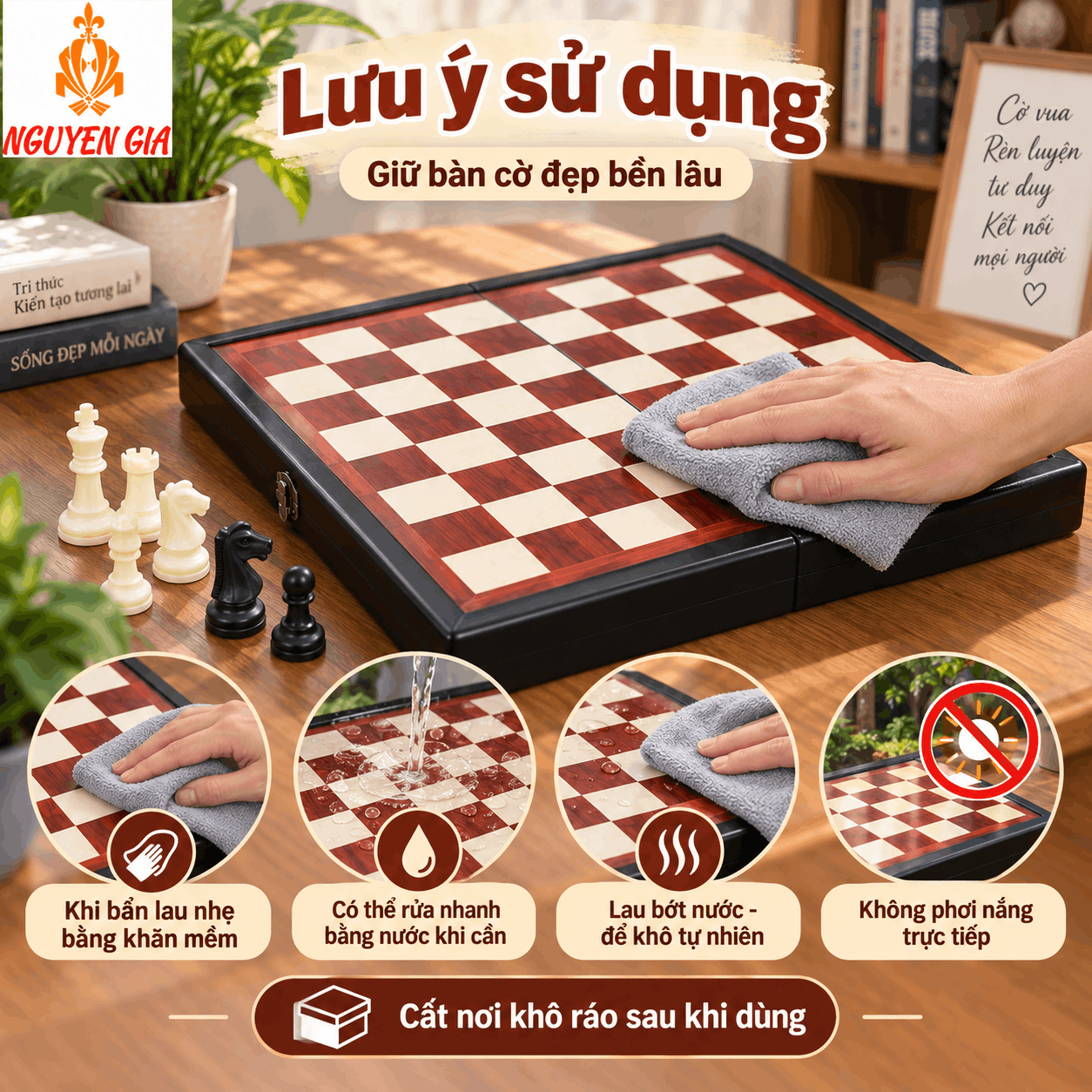 Bộ Cờ Vua Bàn Gỗ Hương – Quân PP 7,5cm