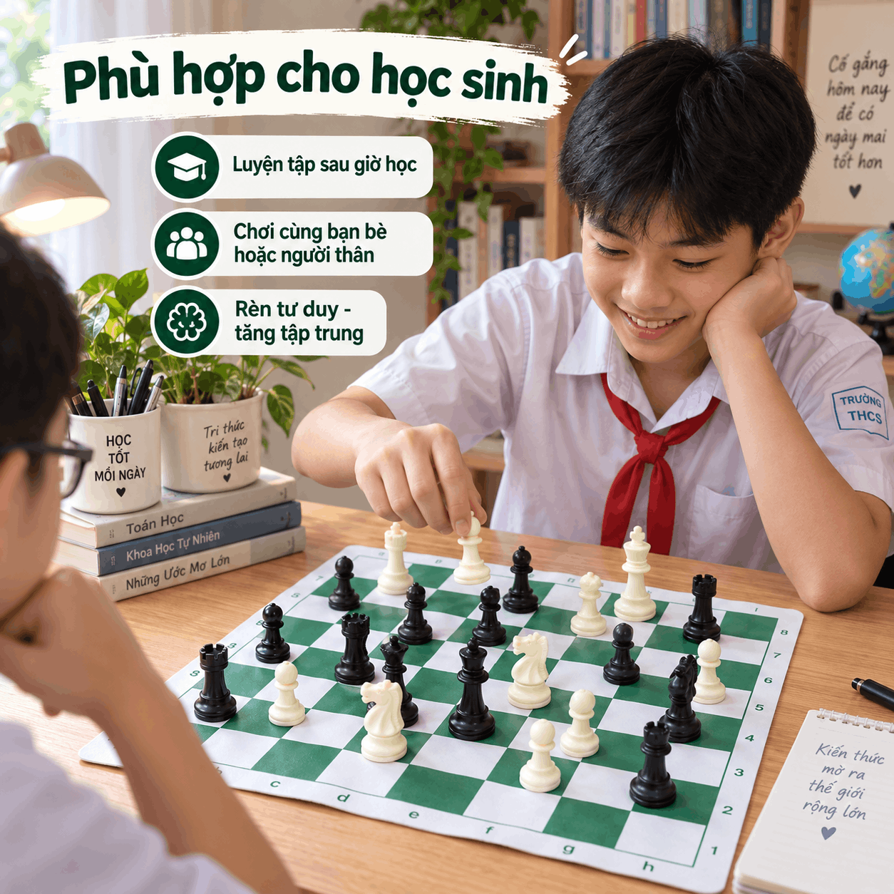 Bộ Cờ Vua Cho Học Sinh – Bàn PU 42cm, Quân PP 9,5cm