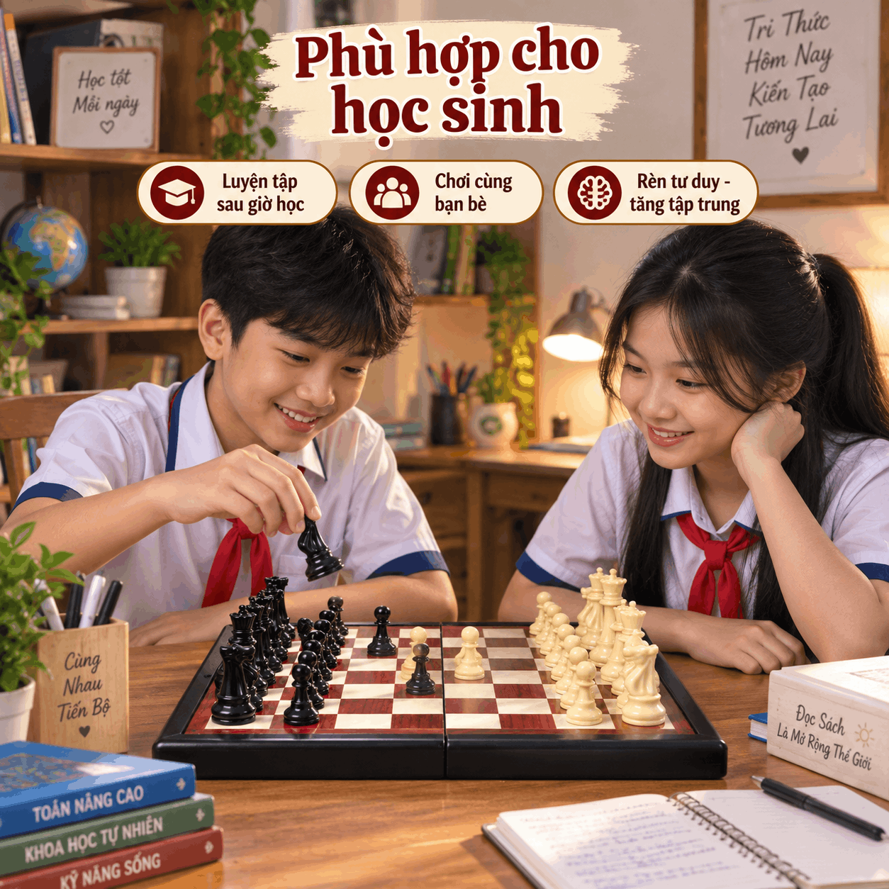 Bộ Cờ Vua Gỗ Hương – Quân Mica Đặc 9,5cm