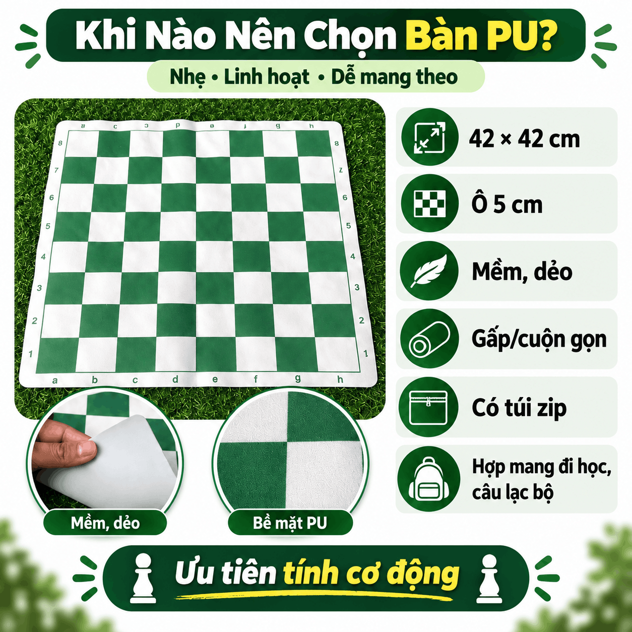 C&aacute;c Mẫu B&agrave;n Cờ Vua Phổ Biến: PU Hay Gỗ Hương?
