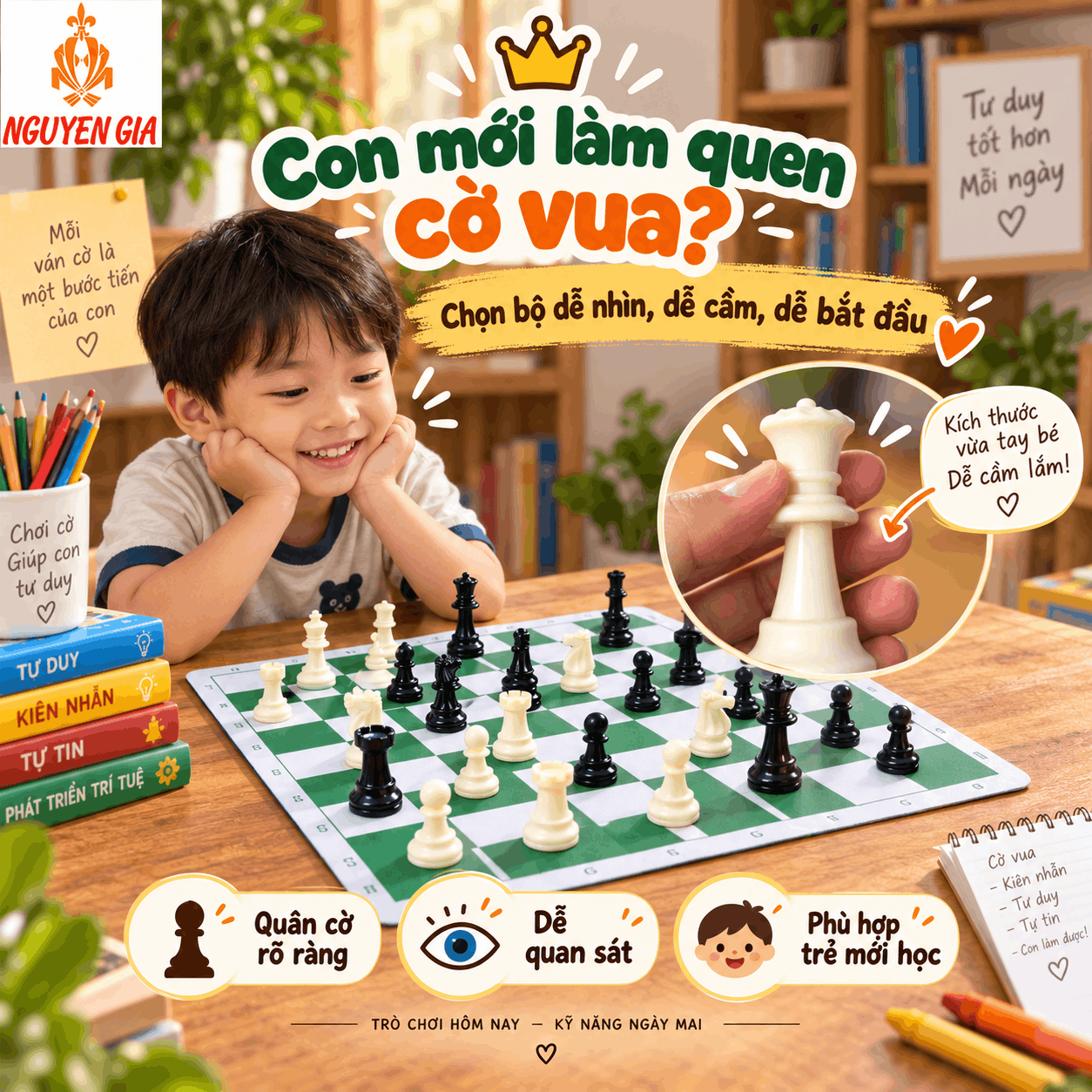 15 Ph&uacute;t C&ugrave;ng Con: C&aacute;ch Chơi Cờ Vua Nhẹ Nh&agrave;ng C&ugrave;ng Trẻ