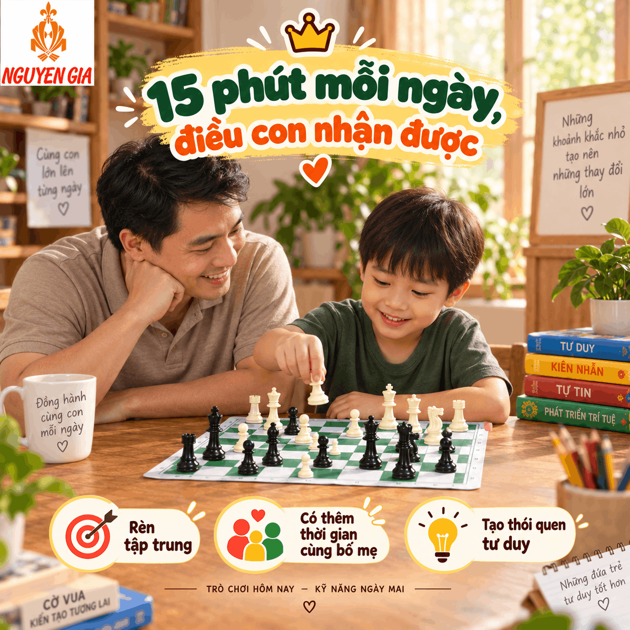 15 Ph&uacute;t C&ugrave;ng Con: C&aacute;ch Chơi Cờ Vua Nhẹ Nh&agrave;ng C&ugrave;ng Trẻ