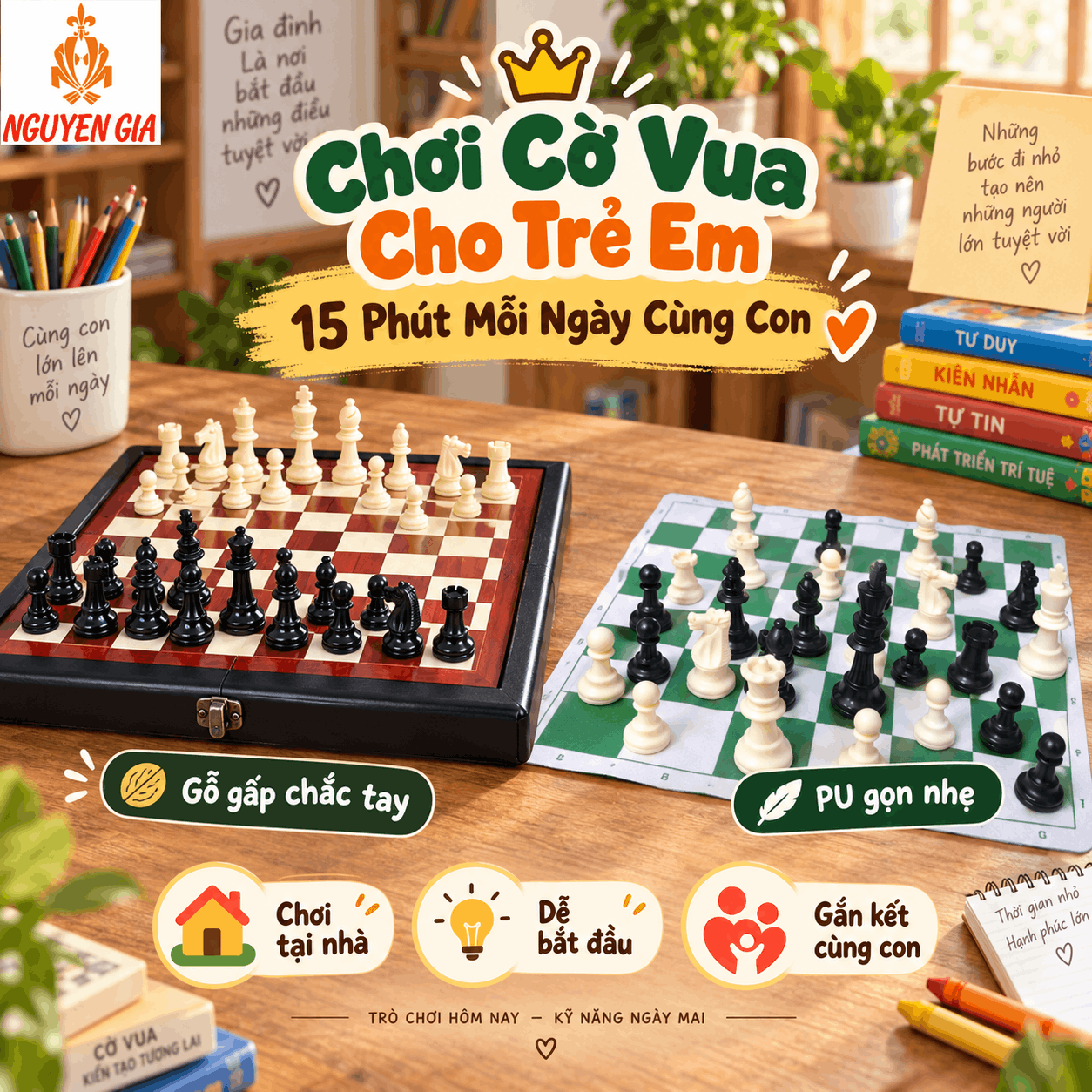 15 Ph&uacute;t C&ugrave;ng Con: C&aacute;ch Chơi Cờ Vua Nhẹ Nh&agrave;ng C&ugrave;ng Trẻ