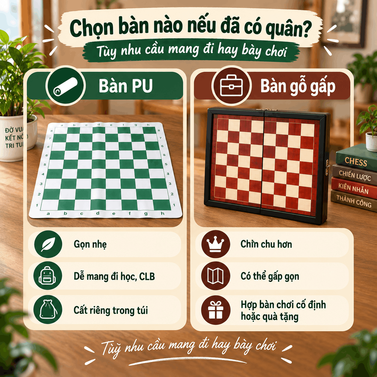 Đã Có Bàn Hoặc Quân Cờ Vua, Chọn Phần Còn Lại Thế Nào Cho Hợp?