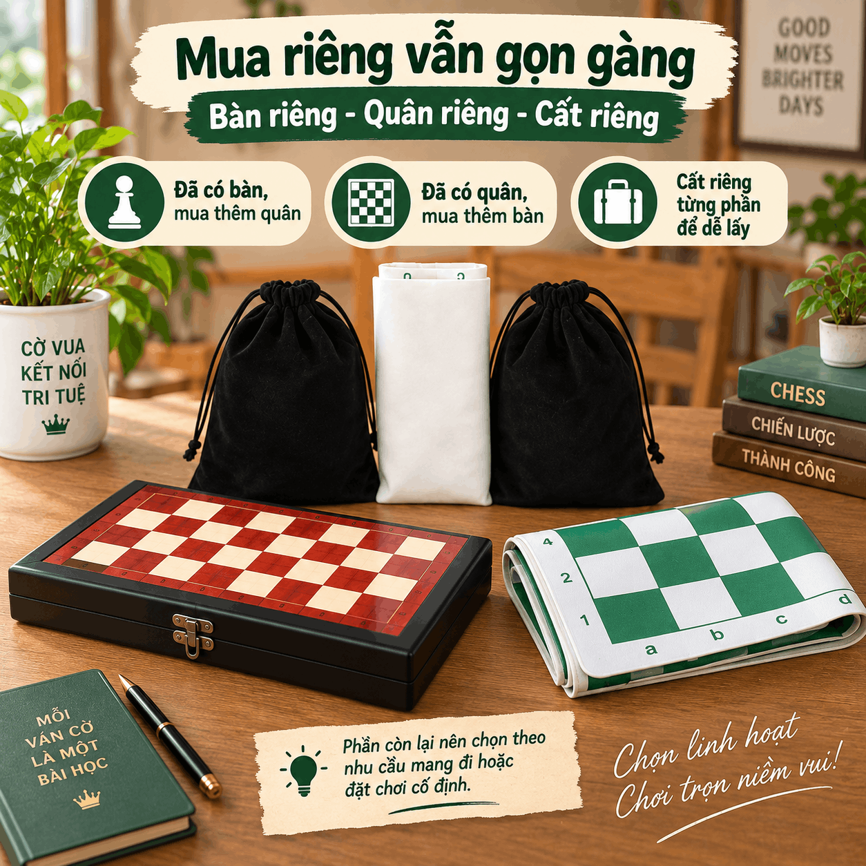 Đã Có Bàn Hoặc Quân Cờ Vua, Chọn Phần Còn Lại Thế Nào Cho Hợp?