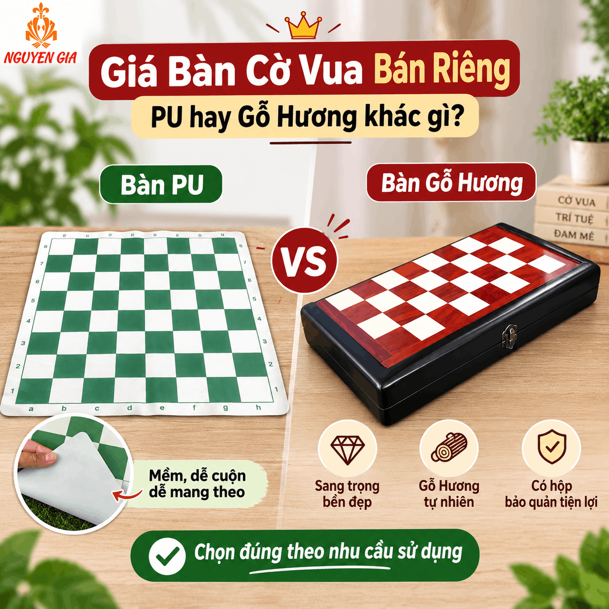 Giá Bàn Cờ Vua Bán Riêng: Vì Sao PU Và Gỗ Hương Khác Giá?