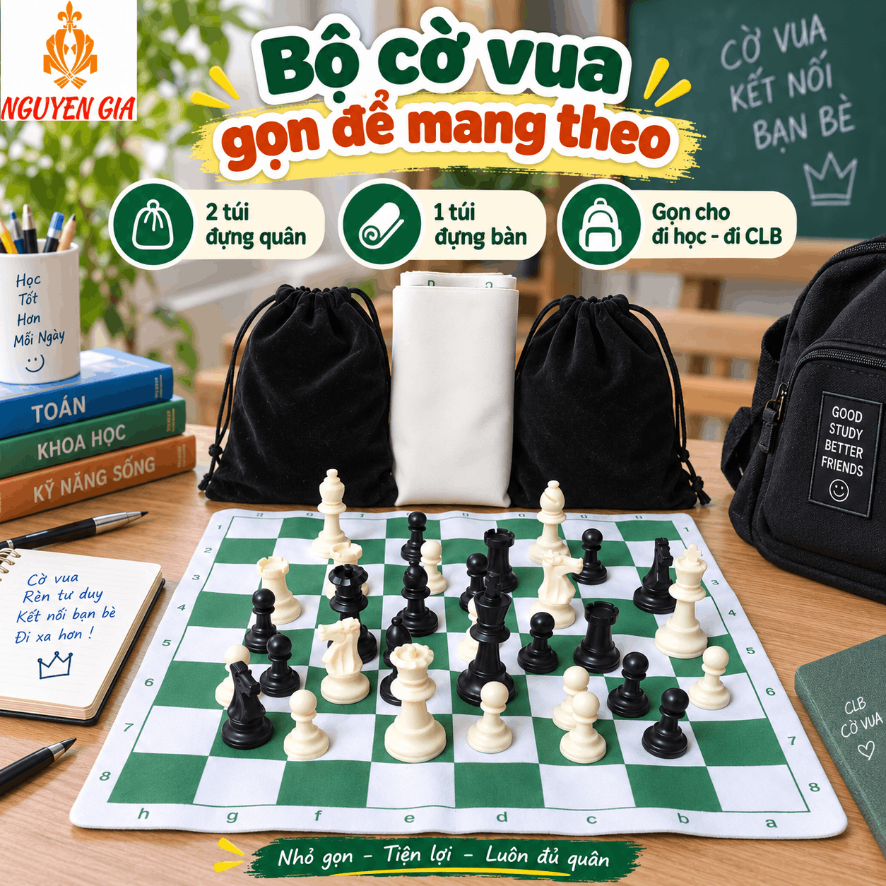 Mang Bộ Cờ Vua Đi Học, Đi C&acirc;u Lạc Bộ Sao Cho Gọn V&agrave; Hạn Chế Mất Qu&acirc;n?
