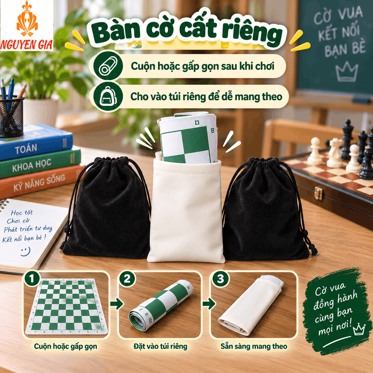 Mang Bộ Cờ Vua Đi Học, Đi C&acirc;u Lạc Bộ Sao Cho Gọn V&agrave; Hạn Chế Mất Qu&acirc;n?