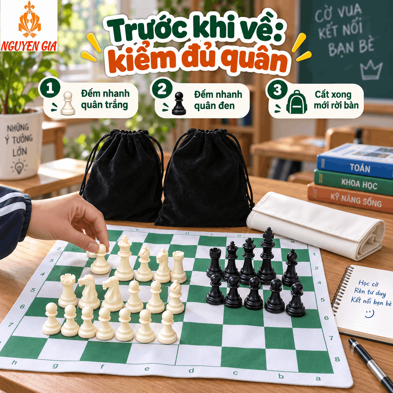 Mang Bộ Cờ Vua Đi Học, Đi C&acirc;u Lạc Bộ Sao Cho Gọn V&agrave; Hạn Chế Mất Qu&acirc;n?