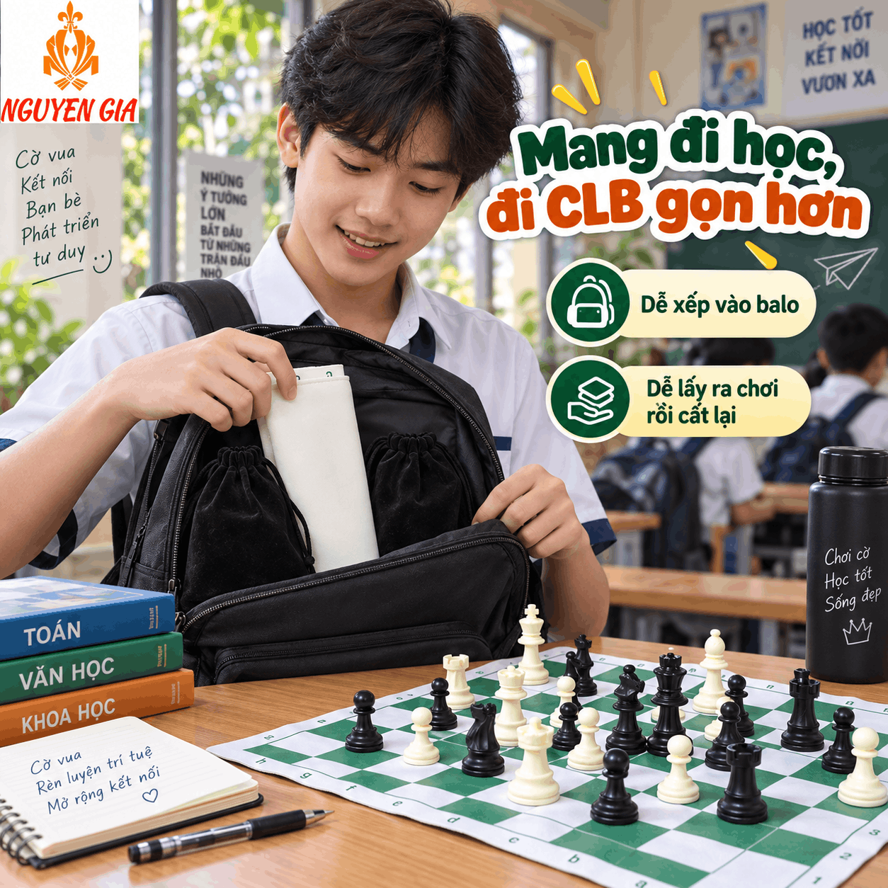 Mang Bộ Cờ Vua Đi Học, Đi C&acirc;u Lạc Bộ Sao Cho Gọn V&agrave; Hạn Chế Mất Qu&acirc;n?