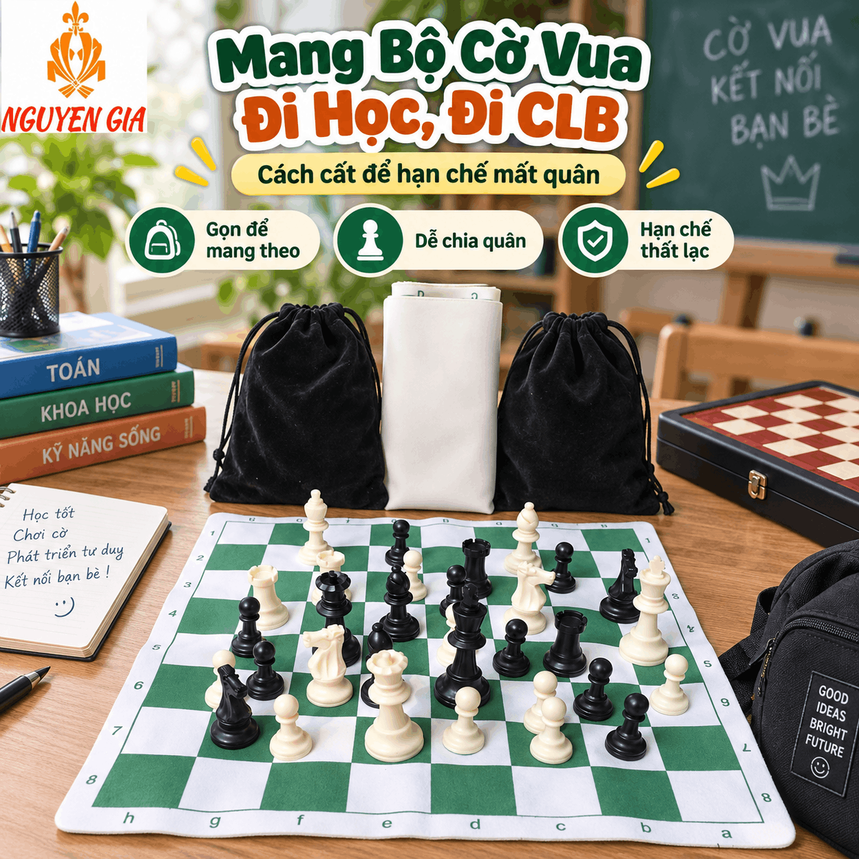 Mang Bộ Cờ Vua Đi Học, Đi C&acirc;u Lạc Bộ Sao Cho Gọn V&agrave; Hạn Chế Mất Qu&acirc;n?