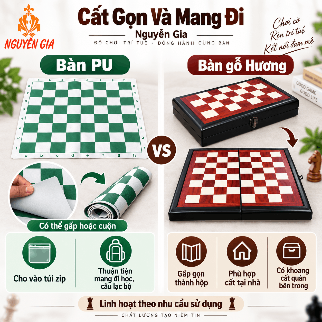 Mua Bàn Cờ Vua Nên Chọn Loại Nào? Bàn PU Hay Bàn Gỗ Hương?