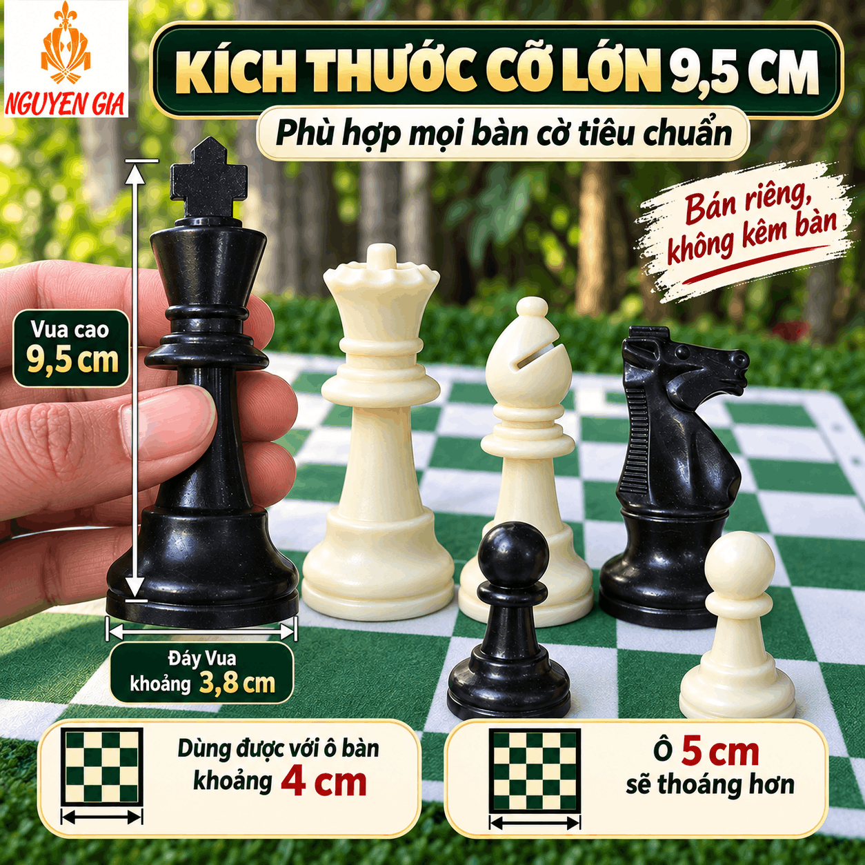 Quân Cờ Vua PP 9,5 cm – Cỡ Lớn, Bán Riêng